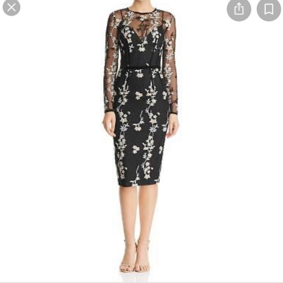 Bronx and Banco Flower Embroidered Midi Dress Size XS New With Tag - Picture 1 of 6